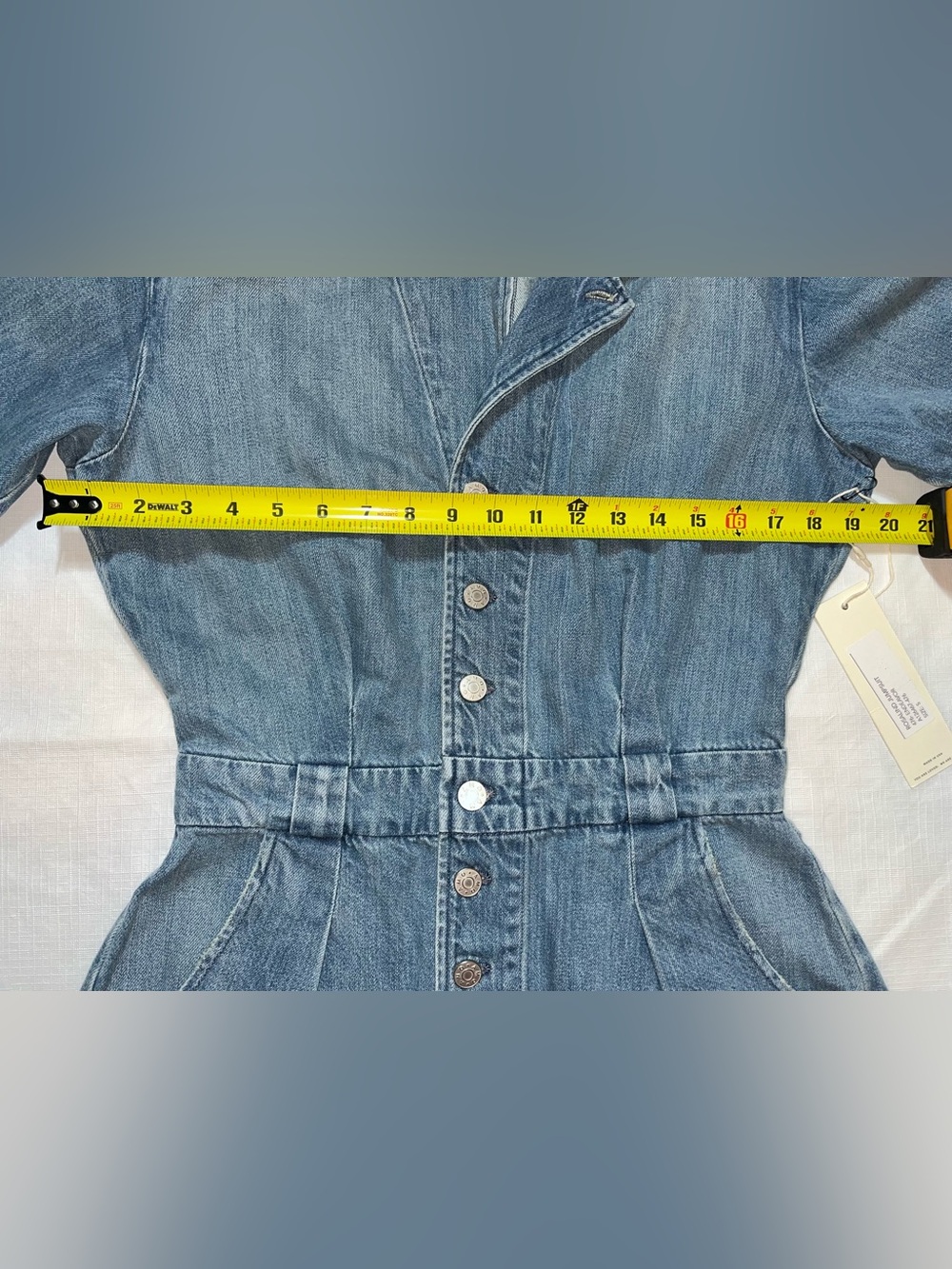 AMO Rosalind Jumpsuit Denim Short-Sleeve Shorts Romper - Picture 4 of 7